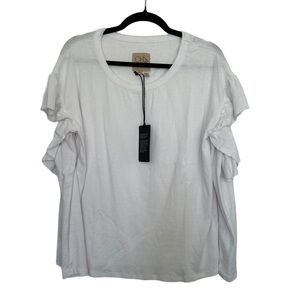 Chaser cut out Long-sleeve with Ruffles Top Size Medium/Large in White NWT